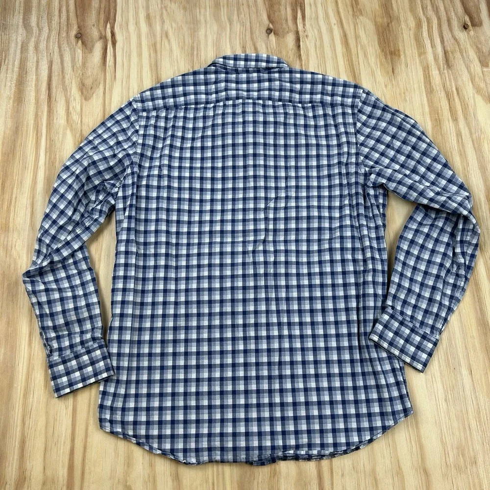 Banana Republic Mens Shirt Soft Wash Standard Fit Button Up Plaid Cotton Medium